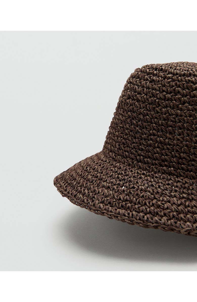 MANGO Crochet Raffia Bucket Hat, Alternate, color, 