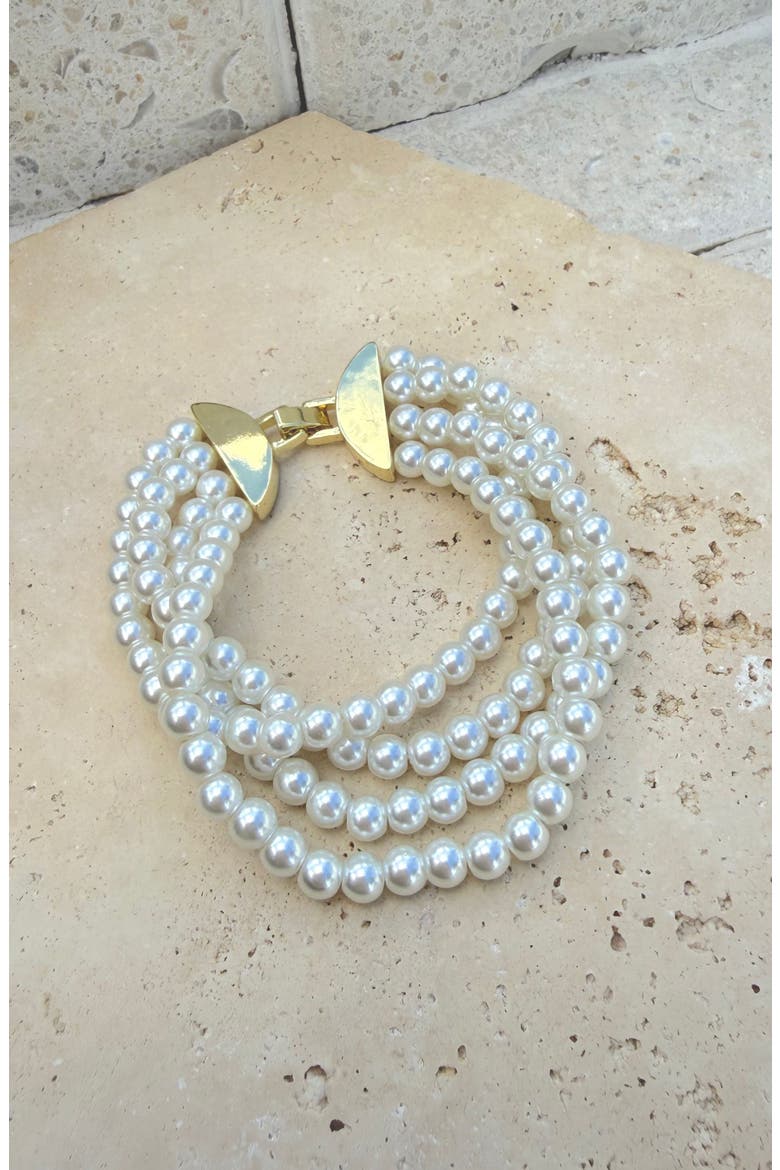 Multistrand Faux Pearl Bracelet, Alternate, color, WHITE