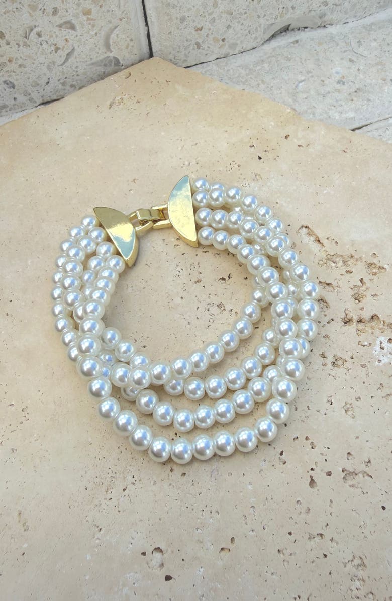 Adornia Multistrand Faux Pearl Bracelet, Alternate, color, 