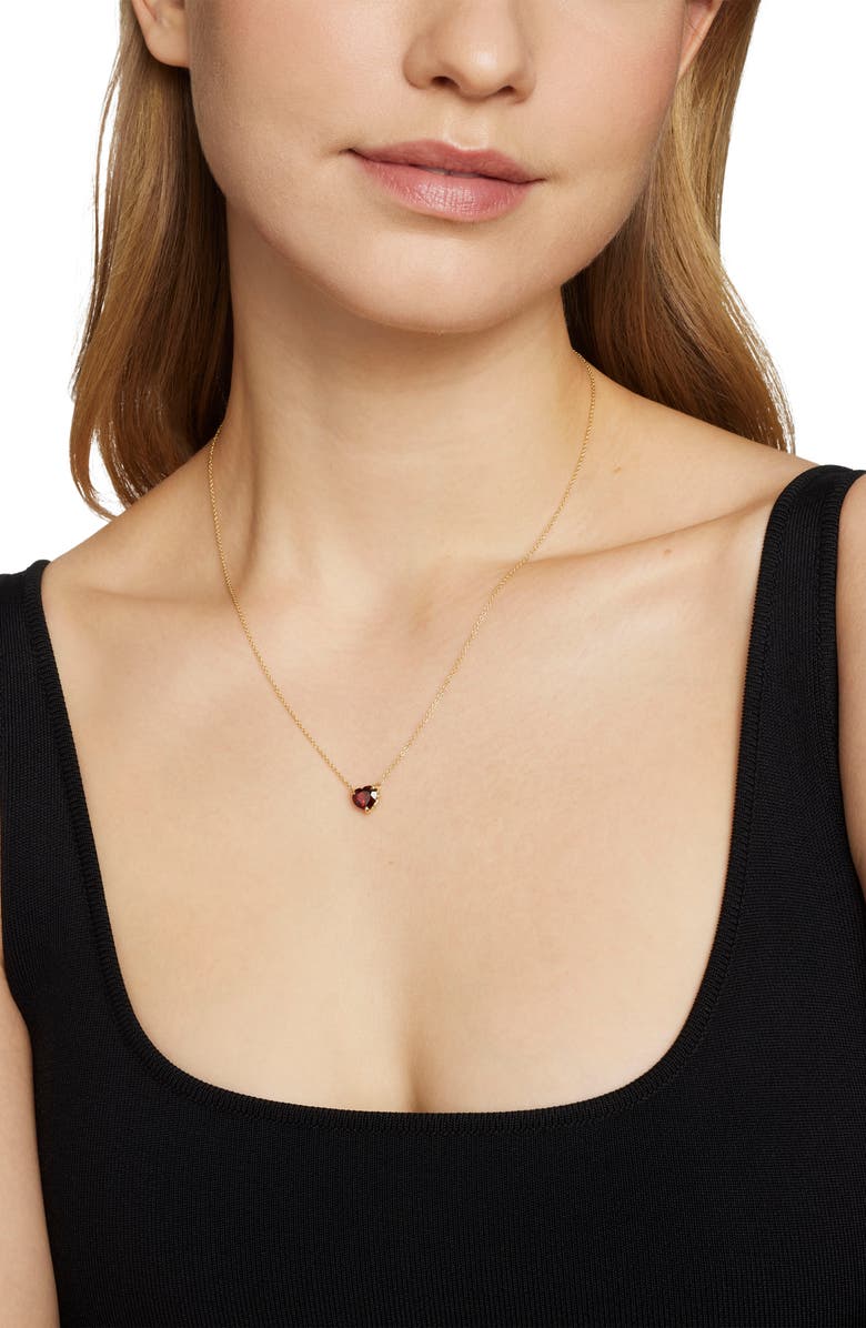 David Yurman Heart Pendant Necklace in 18K Yellow Gold with Garnet, Alternate, color, Gold