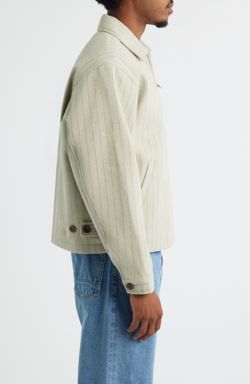 Obey Vernon Pinstripe Felted Zip Jacket In Burgundy
