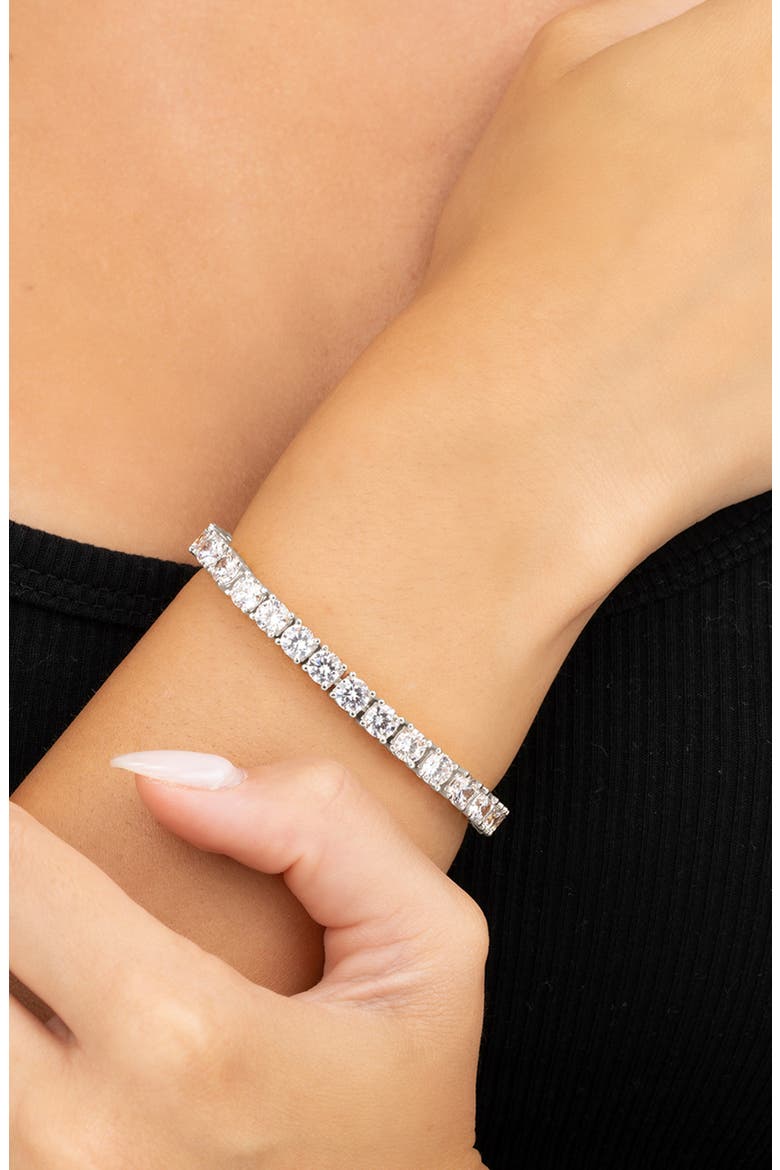 Round Cut Cubic Zirconia Tennis Bracelet, Alternate, color, SILVER
