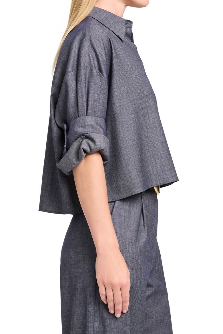Next Ex Button-Up Wool Blend Shirt, Alternate, color, MEDIUM INDIGO