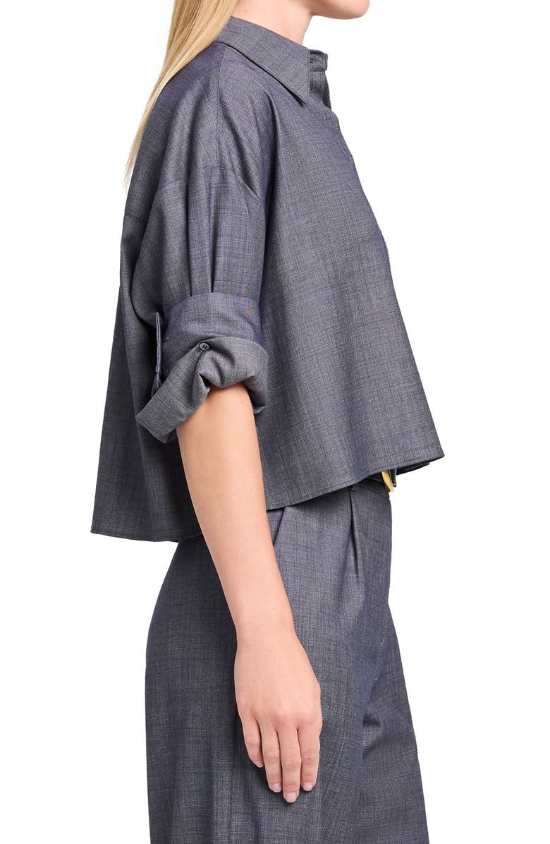 TWP Next Ex Button-Up Wool Blend Shirt, Alternate, color, Medium Indigo