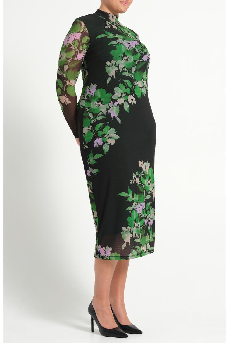 Fiora Long Sleeve Mesh Dress, Alternate, color, IVY FLEUR