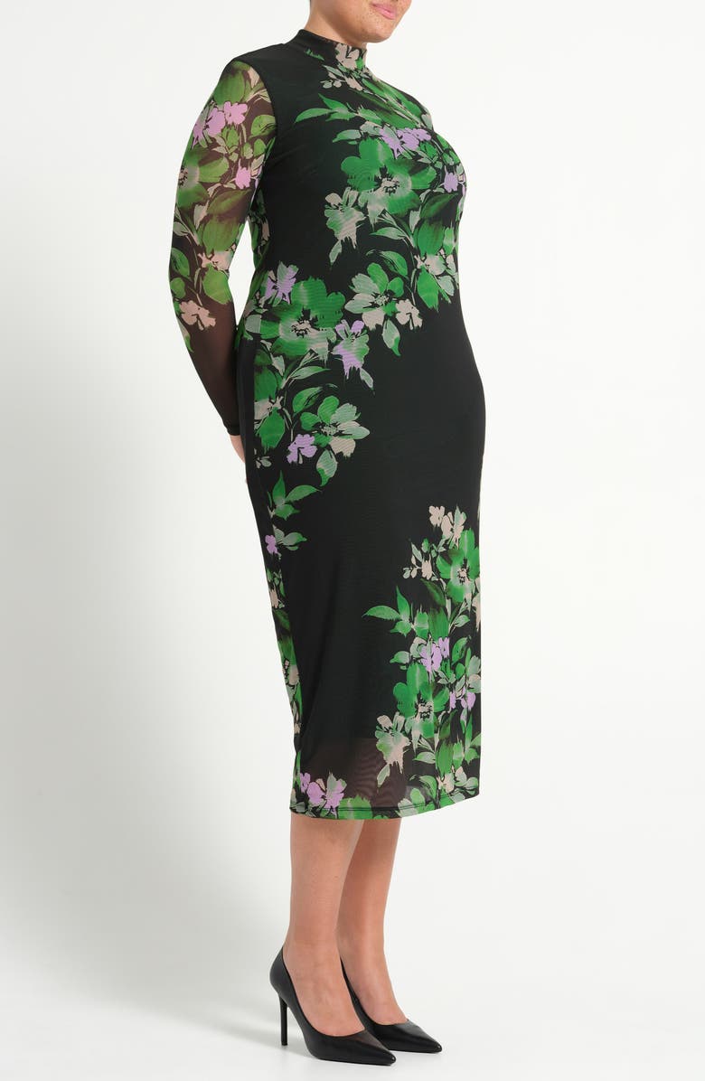 Estelle Fiora Long Sleeve Mesh Dress, Alternate, color, Ivy Fleur