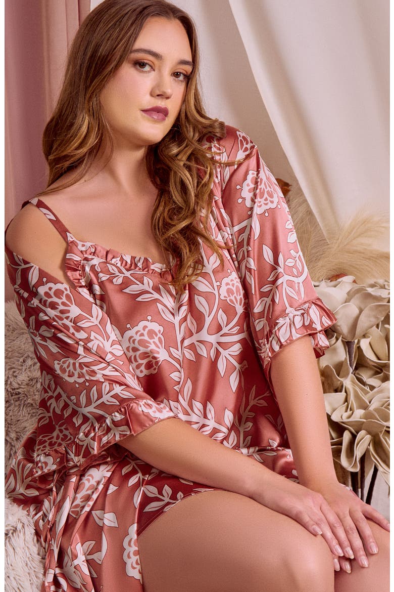 Satin Nightgown with Ruffle Neckline, Alternate, color, Dusty Rose