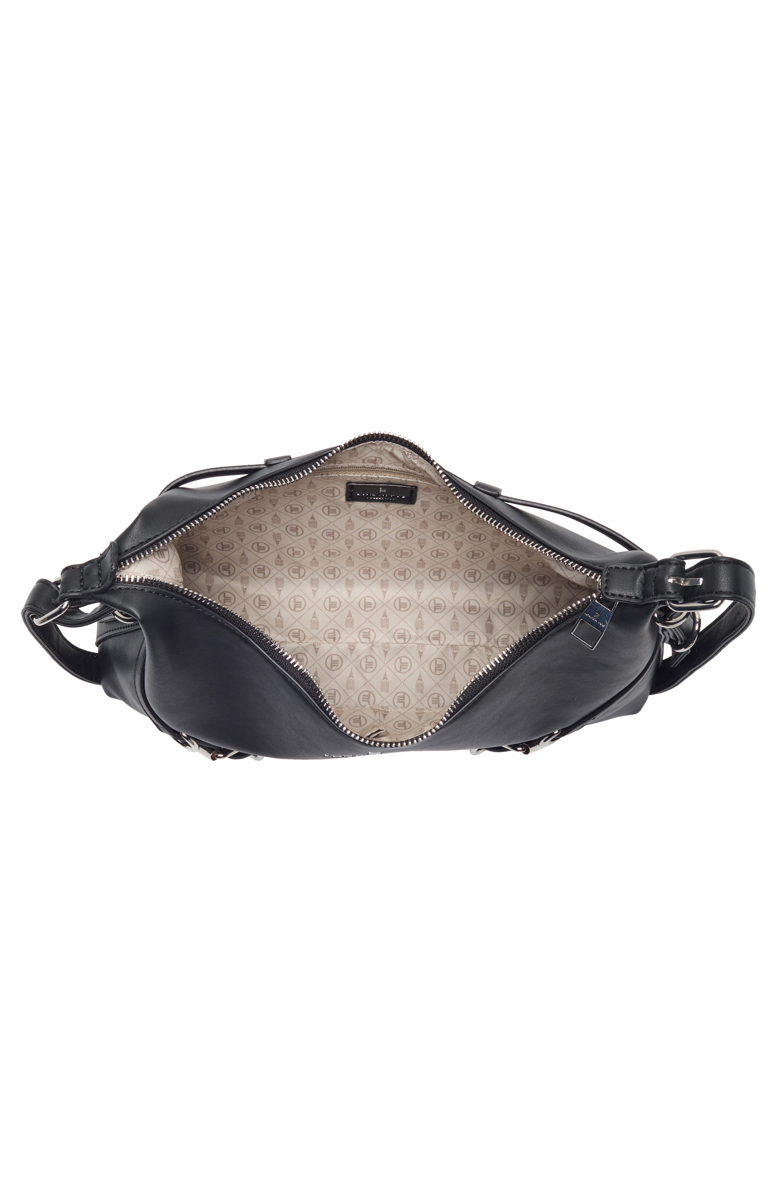 Buckle Faux Leather Crossbody Bag, Alternate, color, BLACK