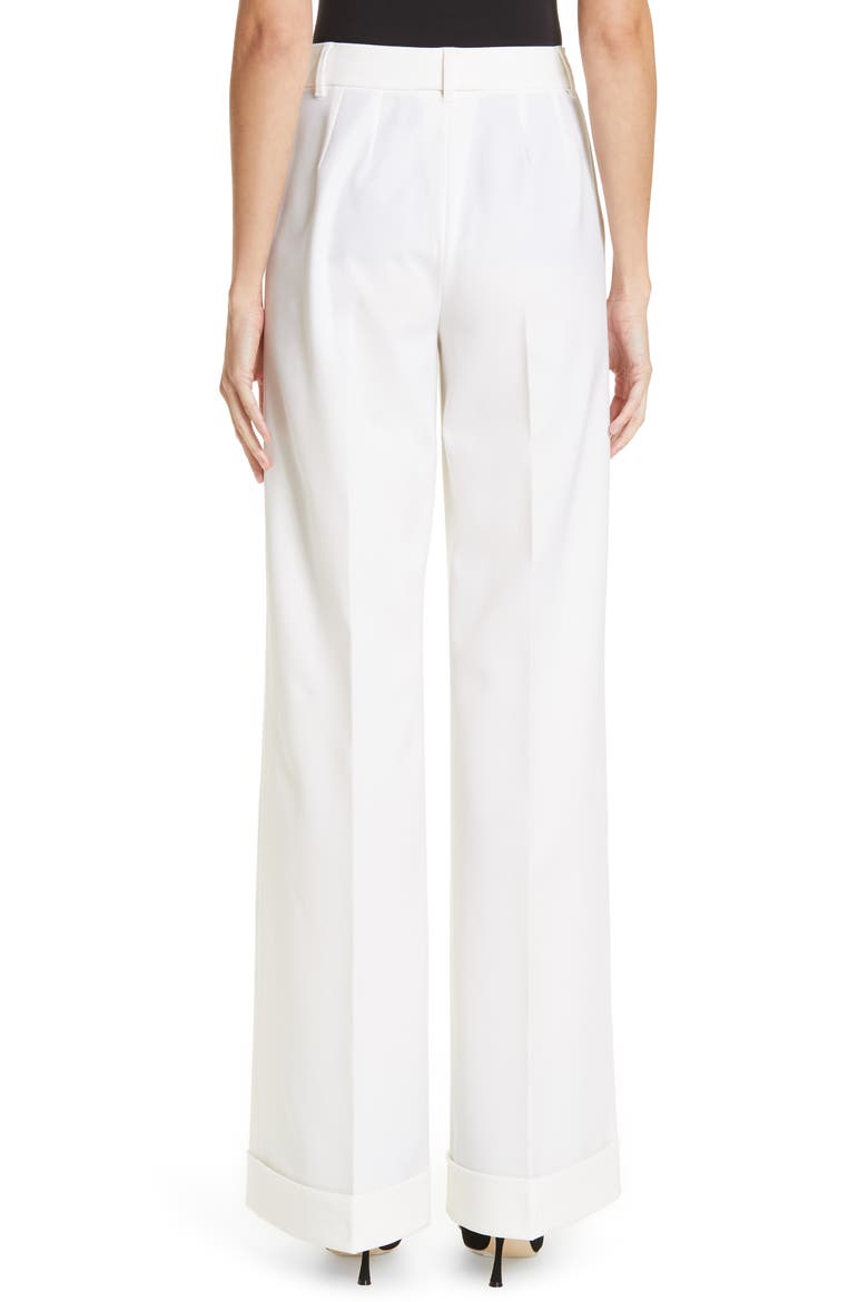Wide Leg Cuff Wool Blend Pants, Alternate, color, WHITE