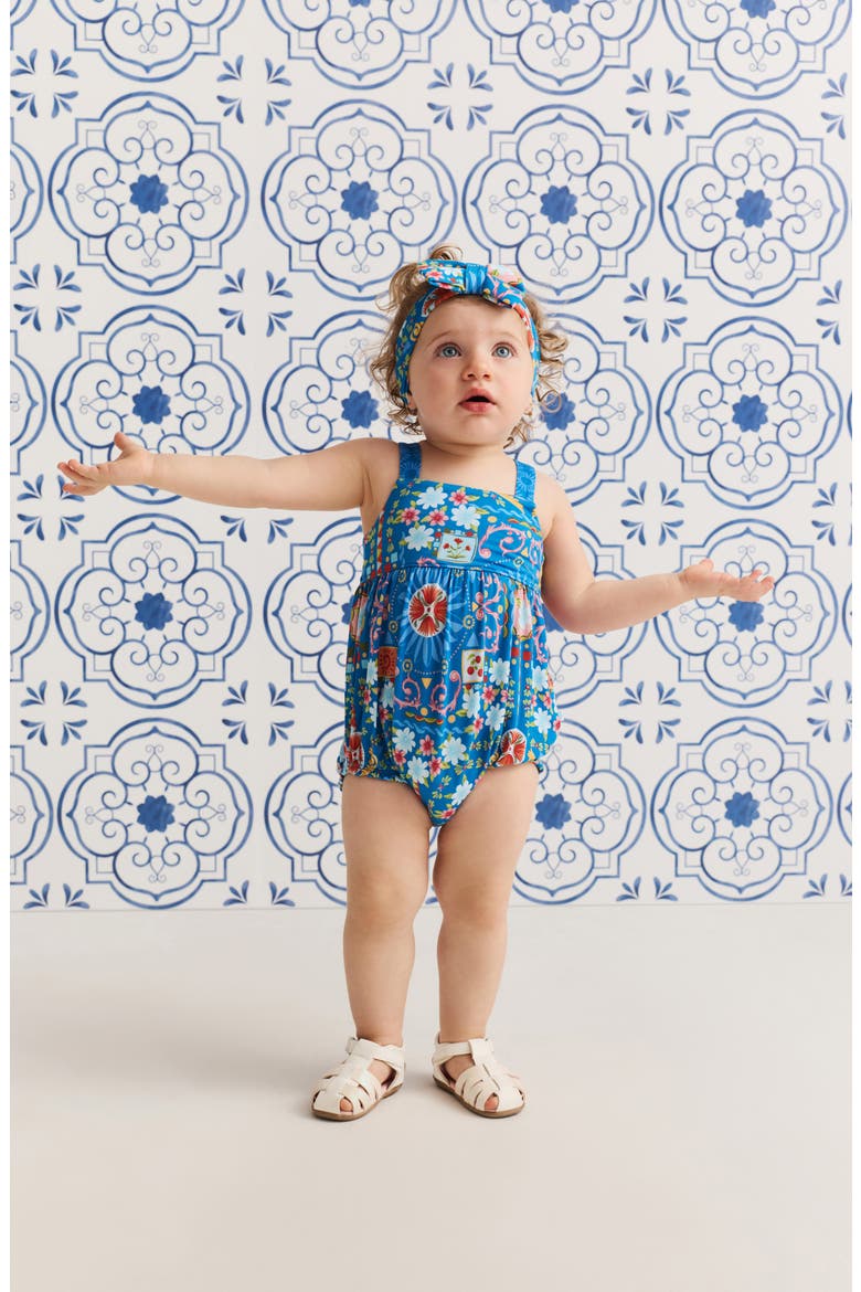 Tie Back Bubble Romper, Alternate, color, BLUE