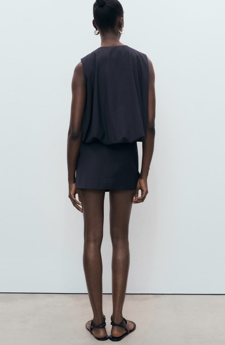 MANGO Pinstripe Wrap Front Miniskirt, Alternate, color, Navy