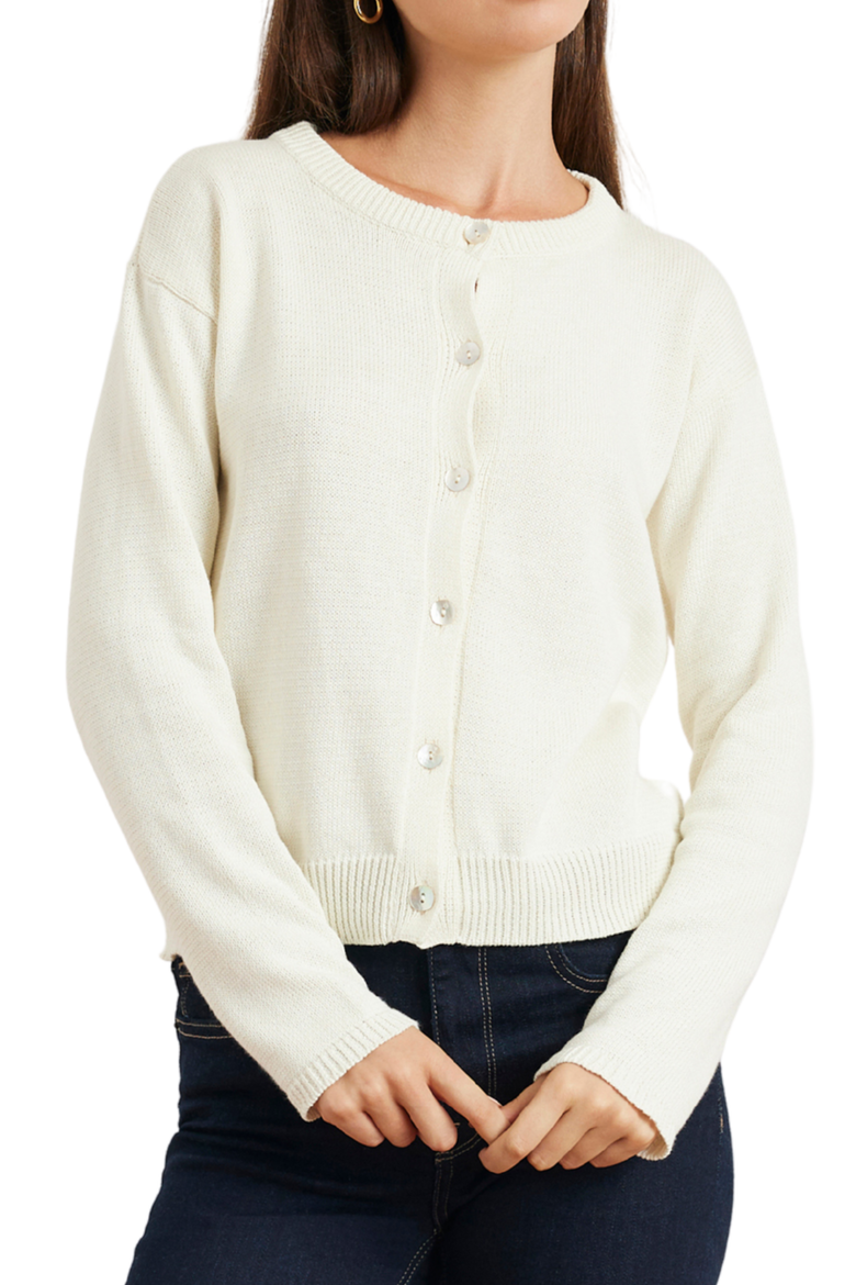Ruthie Cotton Cardigan, Main, color, Oat Milk