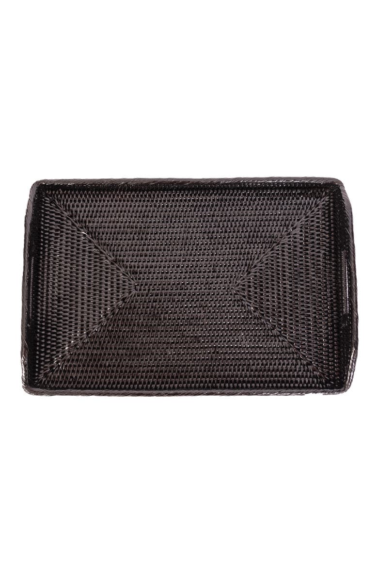 Artifacts Trading Company<sup>™</sup> Artifacts Rattan Rectangular Serving Tray With High Handles, Alternate, color, Tudor Black