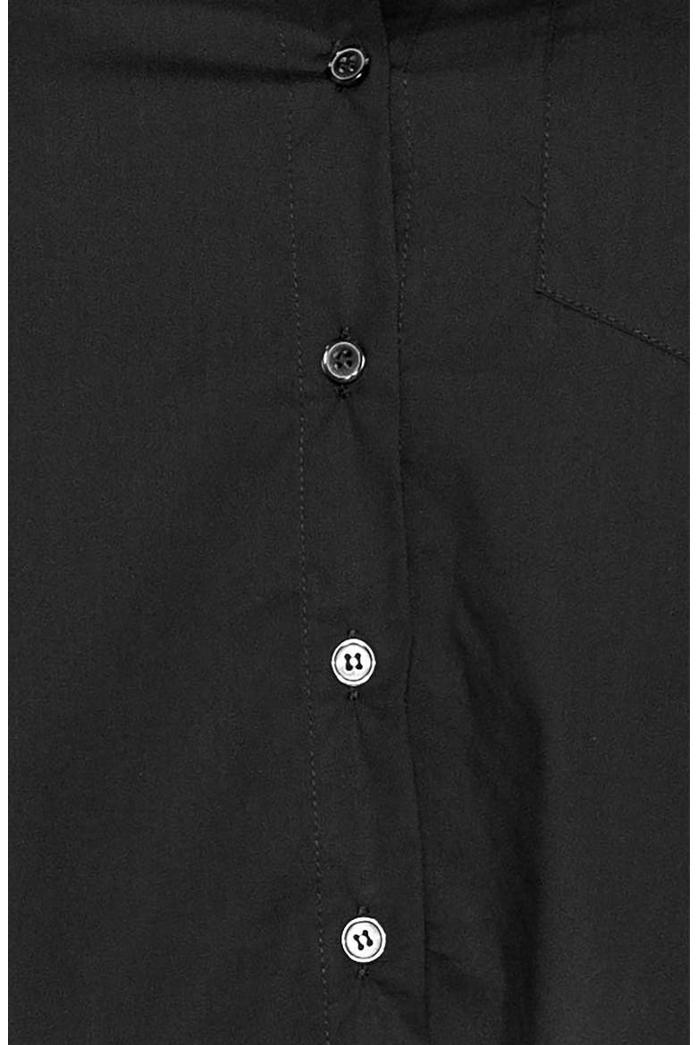 Puff Sleeve Cotton Blend Button-Up Shirt, Alternate, color, BLACK