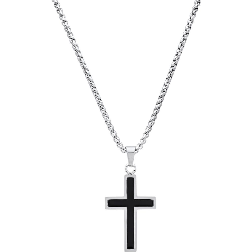 Hmy Jewelry Two-tone Stainless Steel Cross Pendant Necklace In Metallic