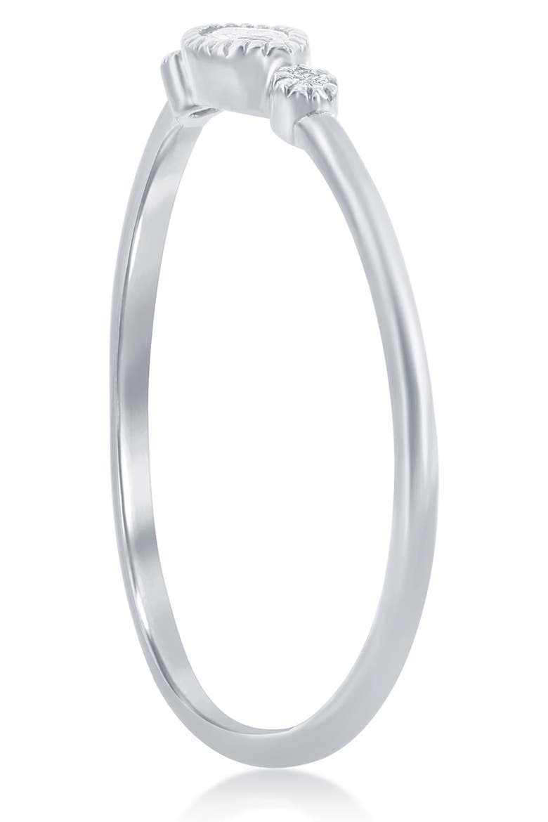 Sterling Silver Bezel Marquise & Round CZ Stackable Ring, Alternate, color, SILVER