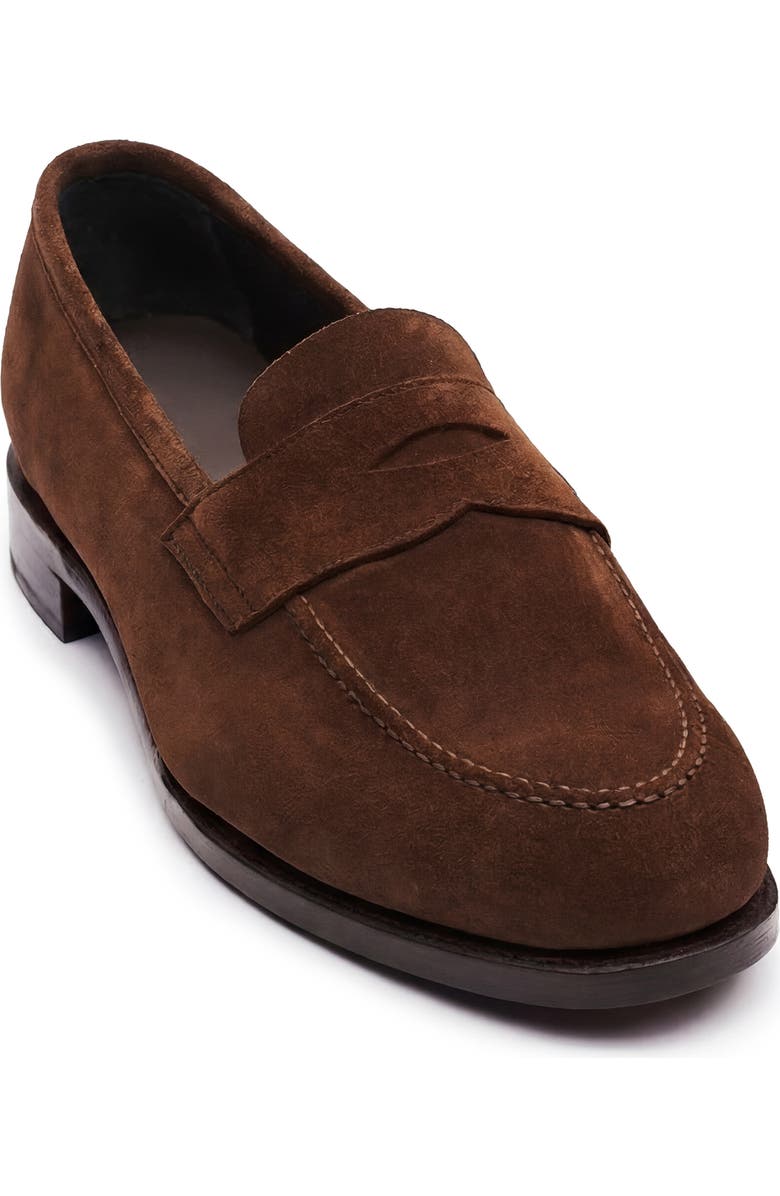 MORJAS The Penny Loafer, Main, color, Medium Brown Suede