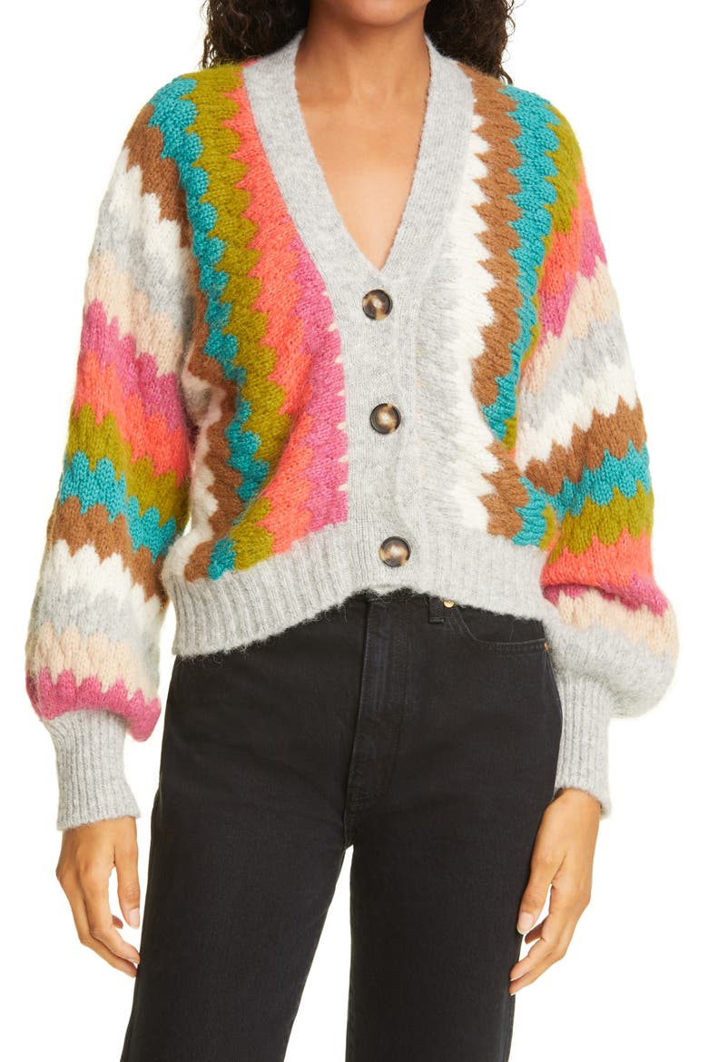 Charlie Chevron Stripe Cardigan, Main, color, MULTI COLOR COMBO