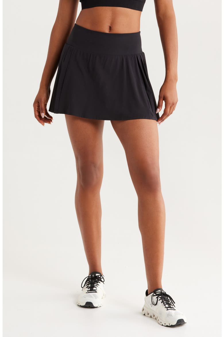 Sunburst High Waist Pleated Tennis Skort, Main, color, BLACK