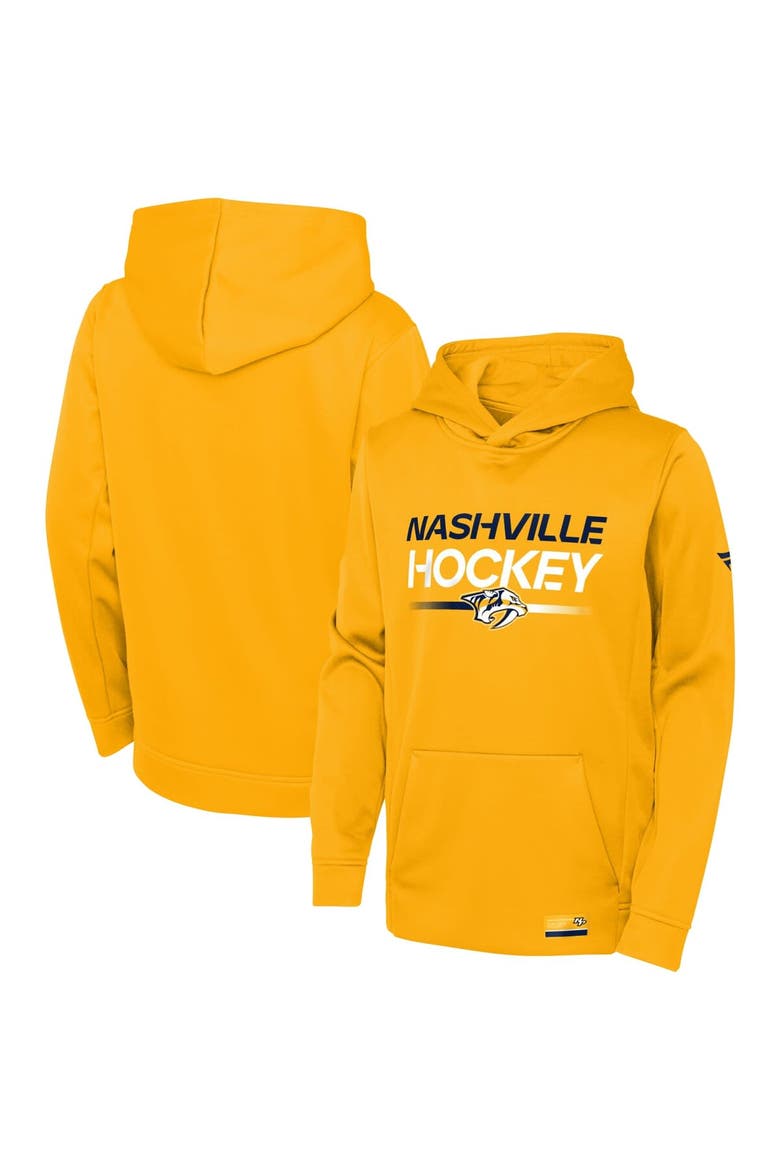 Youth Fanatics Branded Gold Nashville Predators Authentic Pro Pullover Hoodie, Main, color, Gold