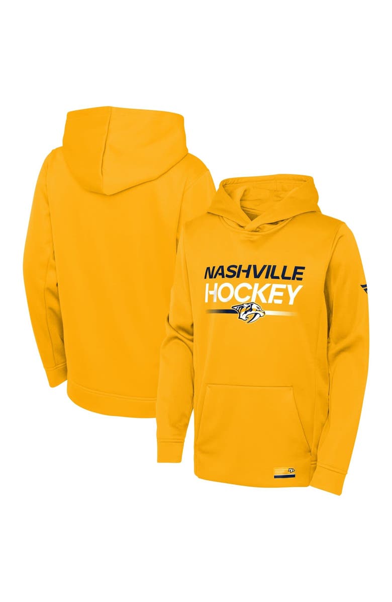 FANATICS Youth Fanatics Branded Gold Nashville Predators Authentic Pro Pullover Hoodie, Main, color, 