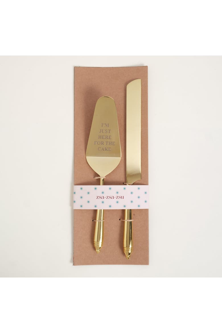 Tanda Steel Cake Service Set of 2 Entertaining Essential, Alternate, color, Metallic Gold
