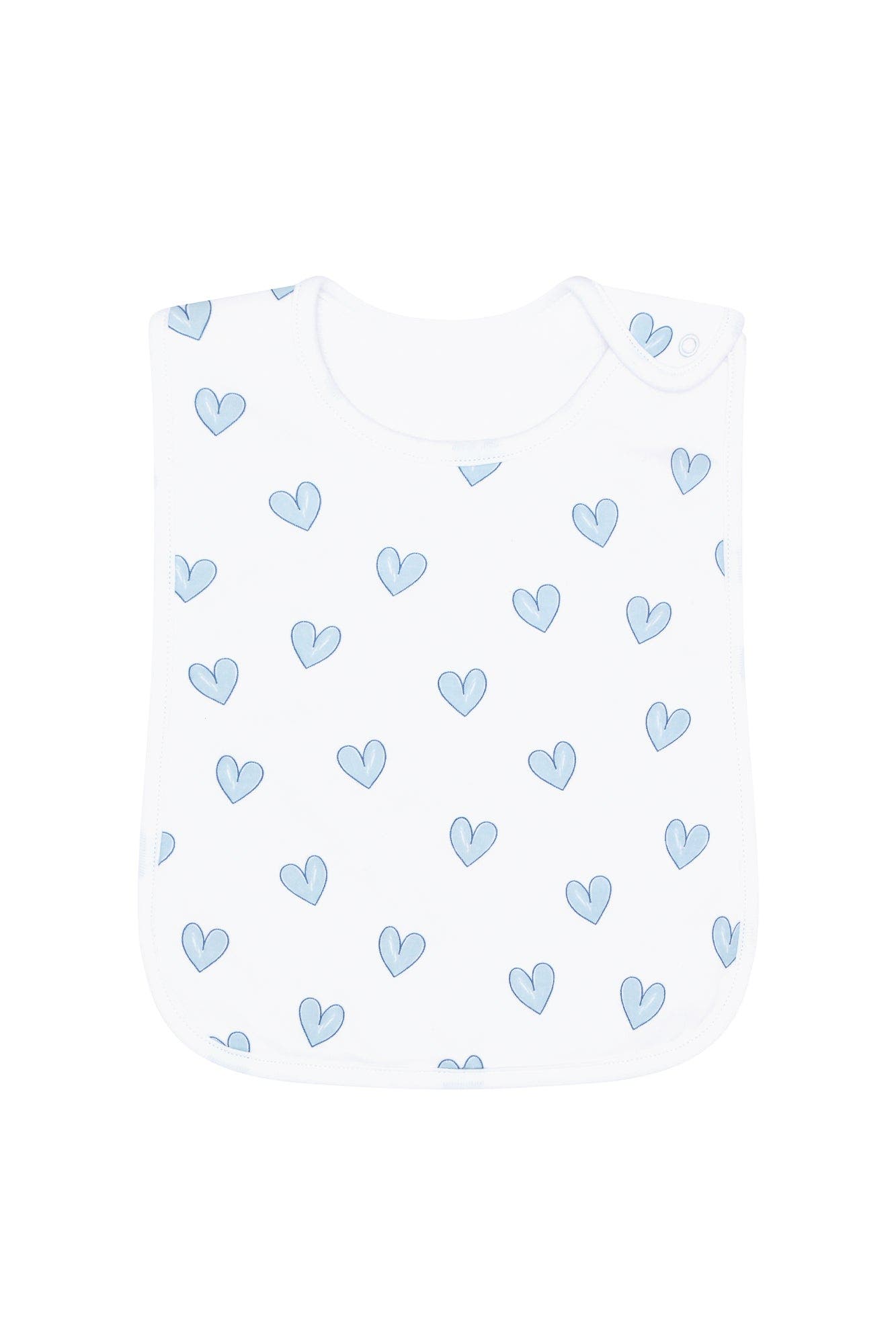 Nellapima Baby Girl Cotton Feeding Bib in Blue Heart 