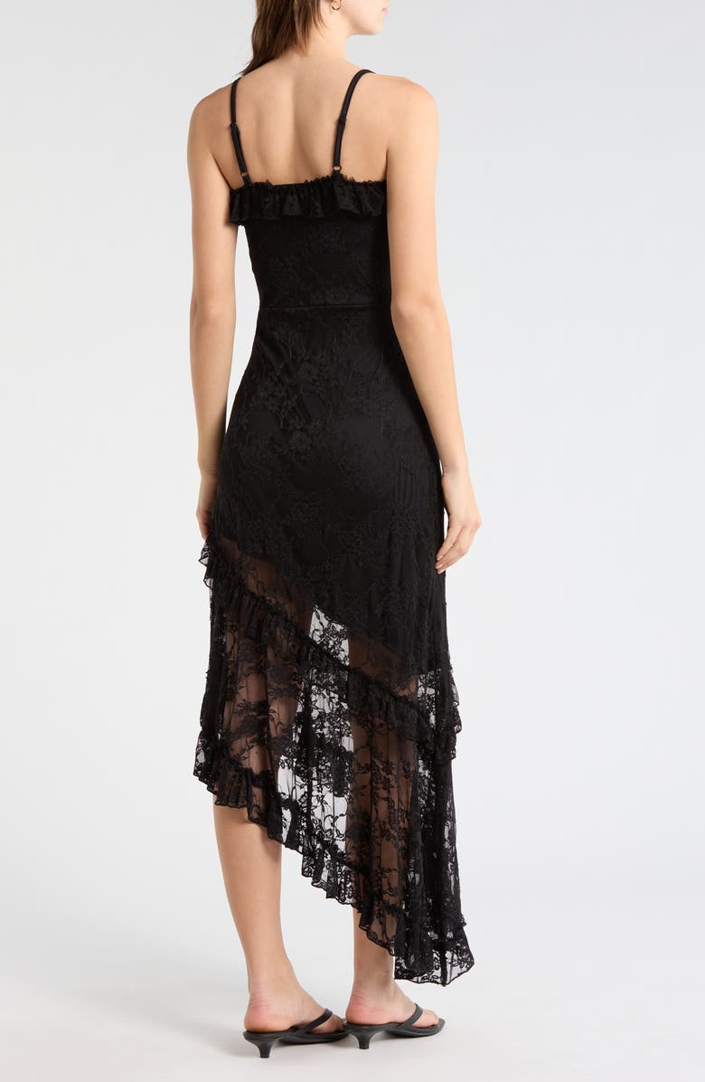 Madden Girl Ruffle Neck Asymmetrical Hem Maxi Dress, Alternate, color, 