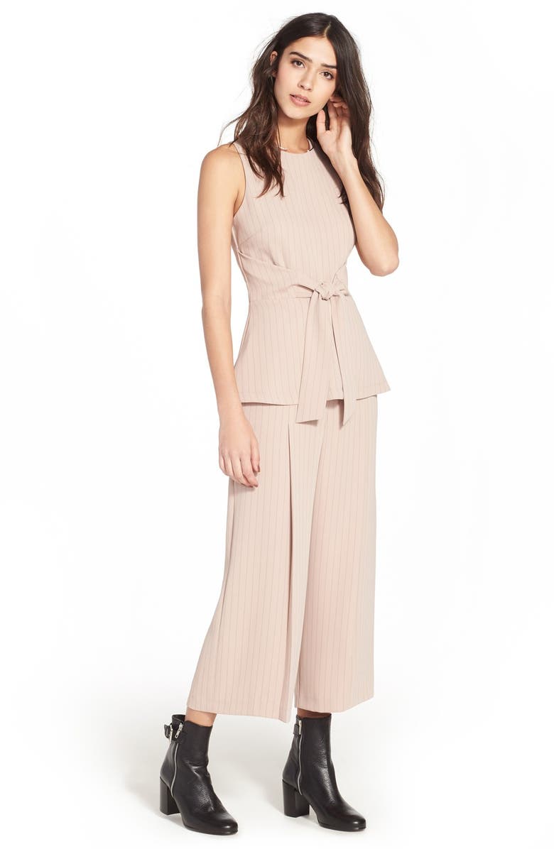 Topshop Pinstripe Wide Leg Crop Pants, Alternate, color, 