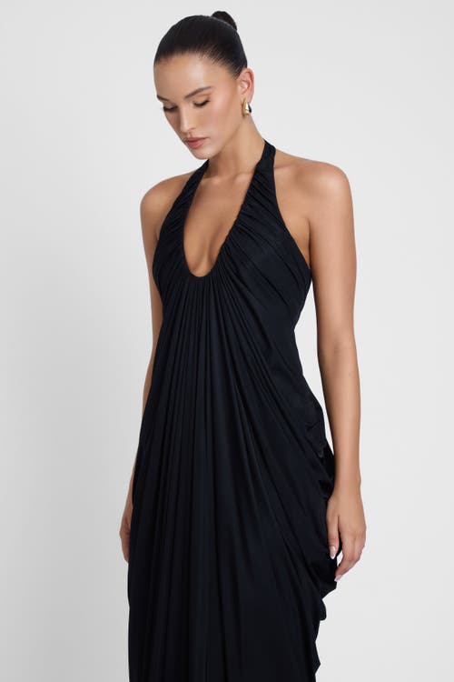 Leau Cascade Drape Gown In Black