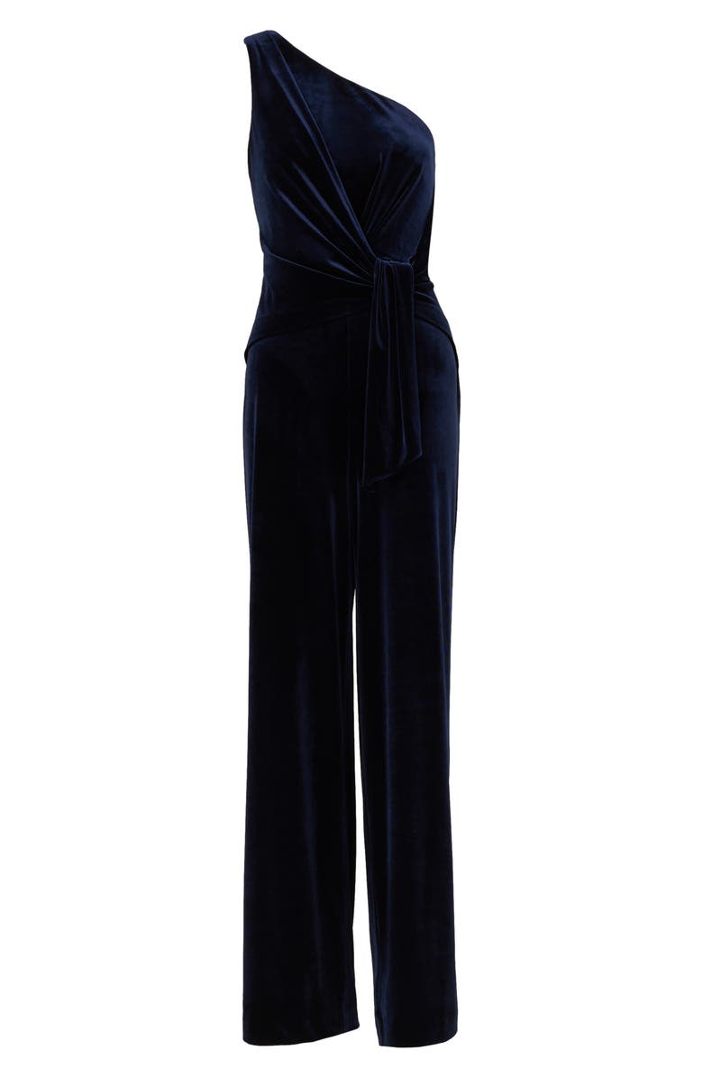 Adrianna Papell One-Shoulder Velvet Jumpsuit, Alternate, color, 