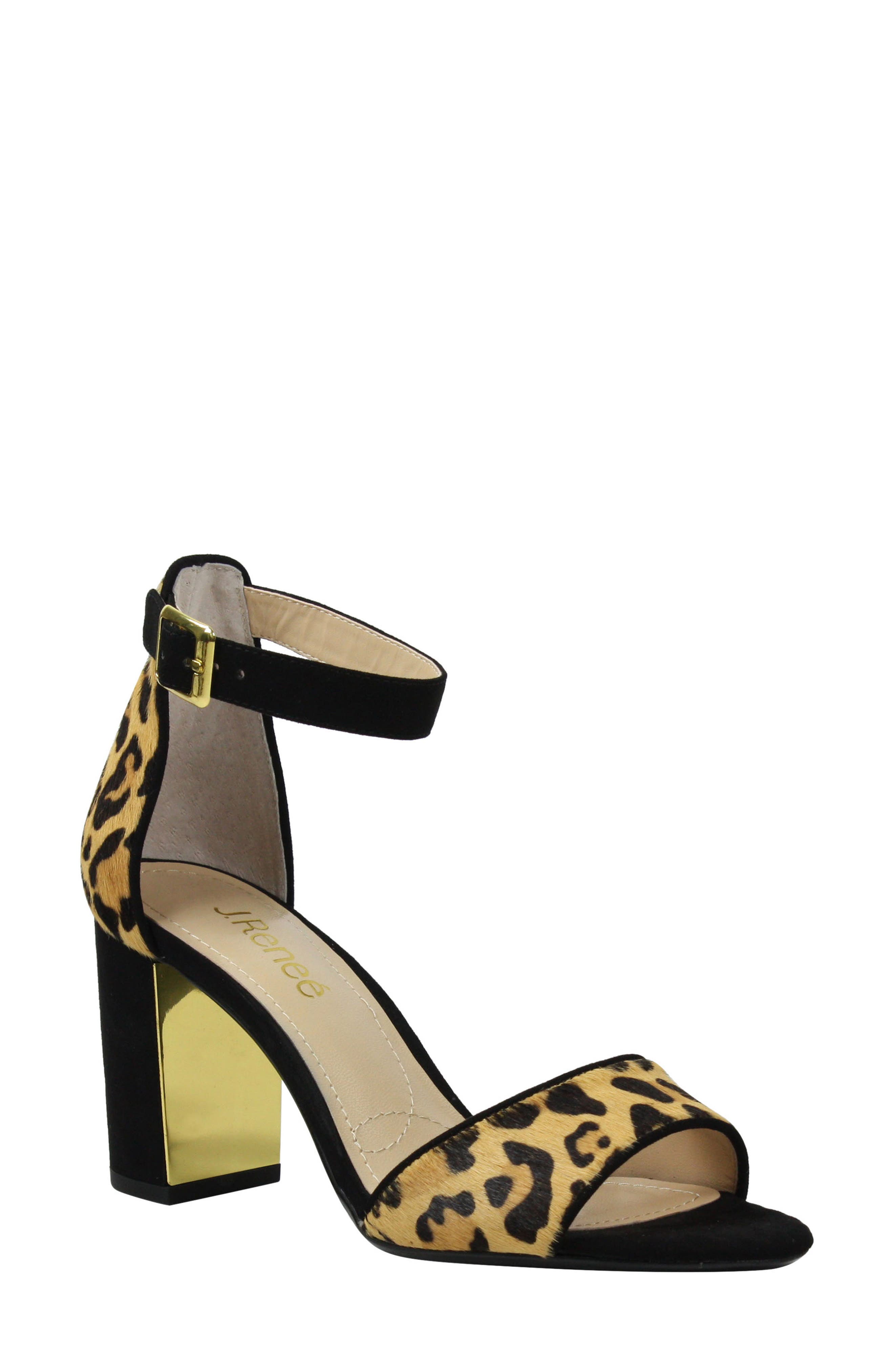 Flaviana Ankle Strap Sandal, Main, color, BLACK/ BROWN CALF HAIR