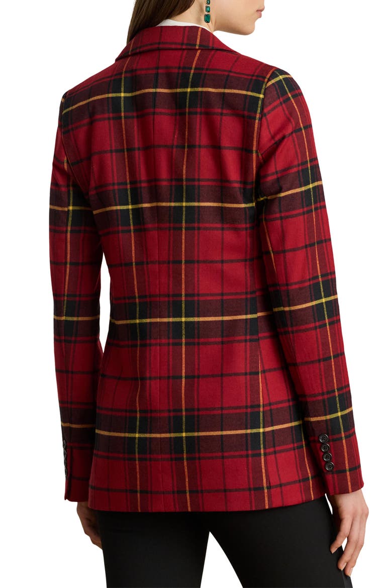 Plaid Double Breasted Wool Blend Blazer, Alternate, color, RED/ BLACK/ YELLOW MULTI