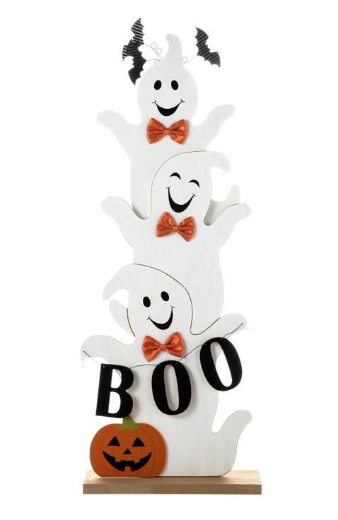 37.5"H Halloween Wooden Stacked Ghost Porch Decor