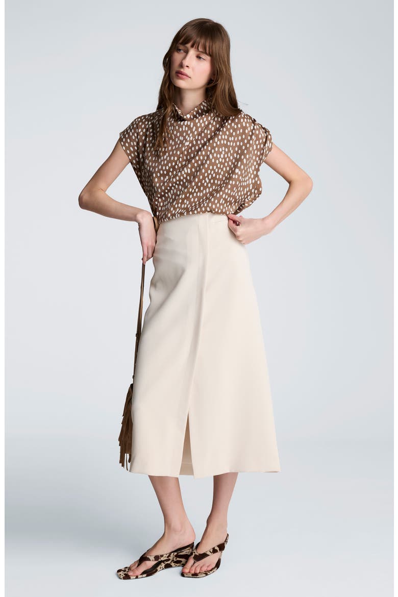 Belted Drape Neck Top, Alternate, color, MESQUITE/ OYSTER