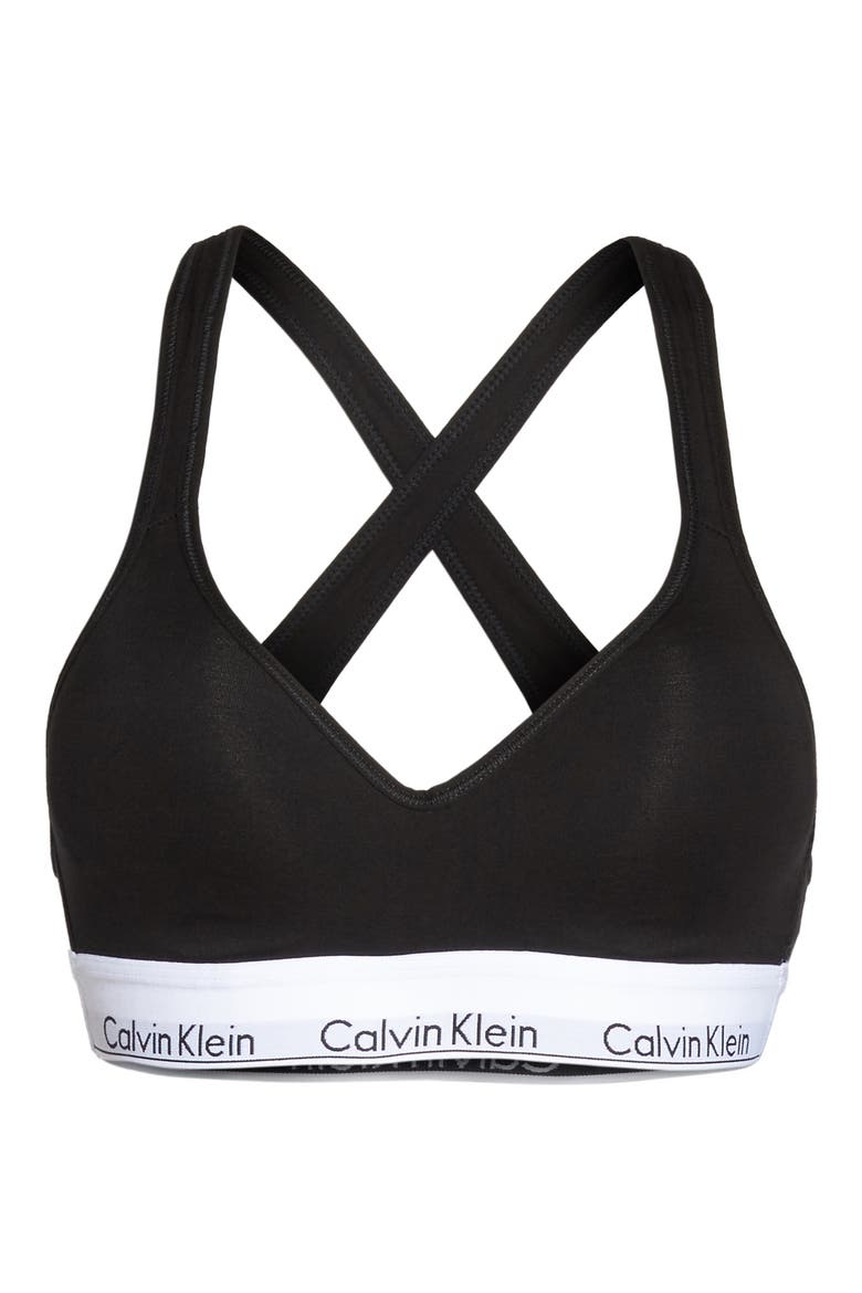 Modern Collection Cotton Blend Padded Bralette, Alternate, color, BLACK