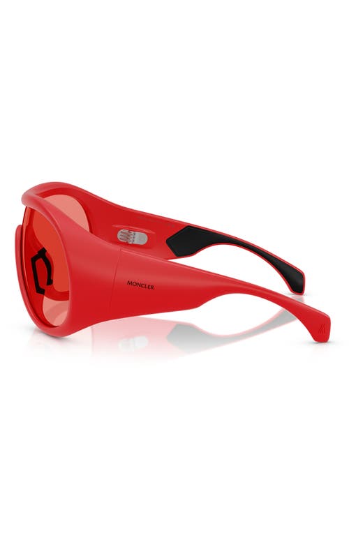 Moncler Cloche 135mm Polarized Pilot Shield Sunglasses In Matte Red