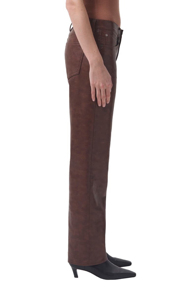 Sloane High Waist Straight Leg Recycled Leather Pants, Alternate, color, COLA