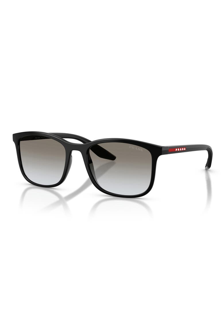 56mm Gradient Pillow Sunglasses, Alternate, color, BLACK