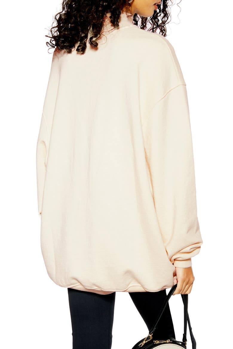 Oversized Mock Neck Sweatshirt, Alternate, color, CREAM