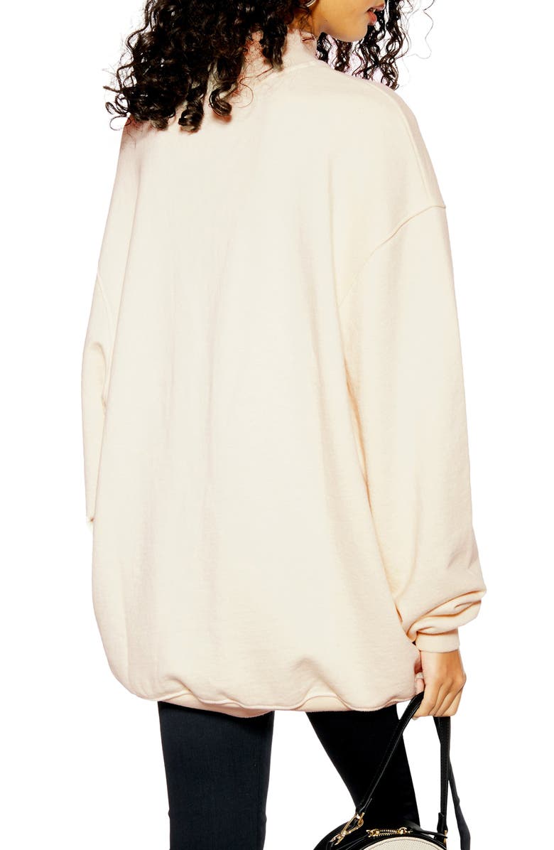 Topshop Oversized Mock Neck Sweatshirt, Alternate, color,
