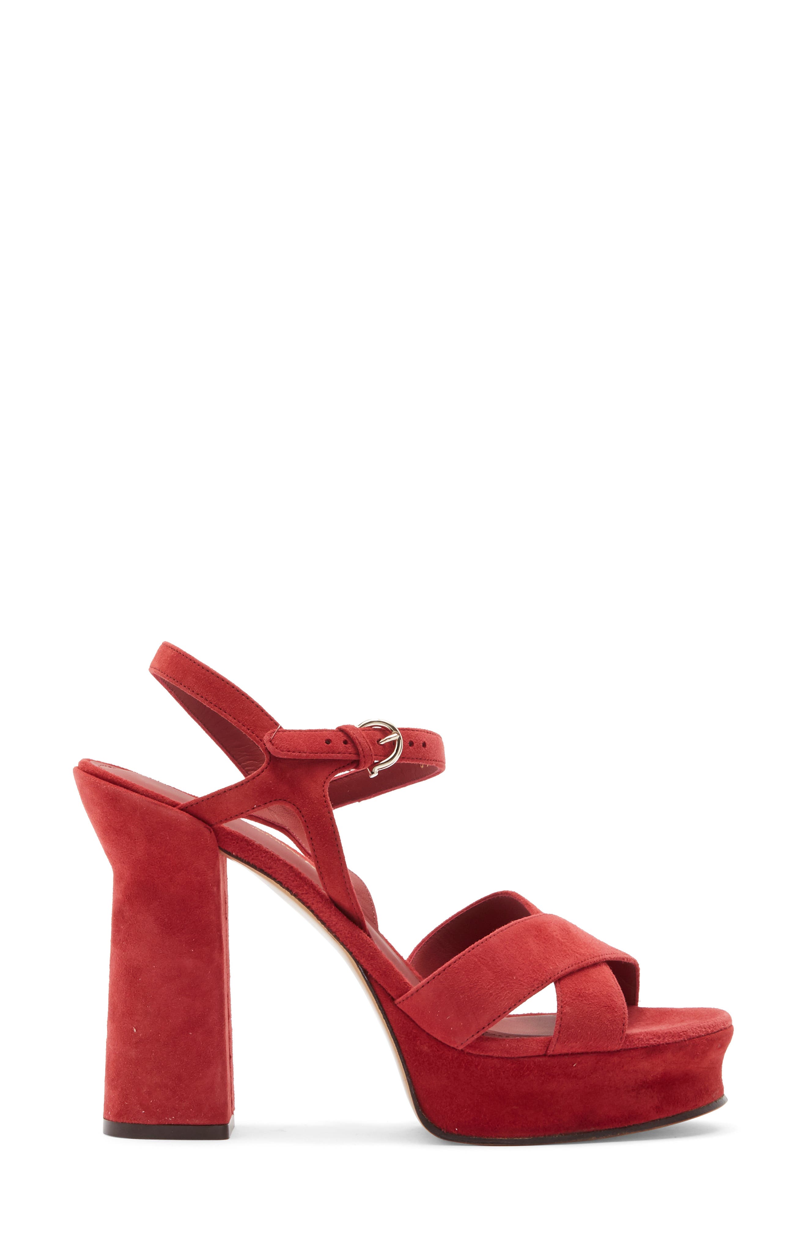 FERRAGAMO Sonya Ankle Strap Platform Sandal, Alternate, color, Rust