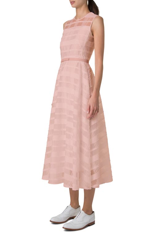Akris Check Silk Organza Midi Dress In Peach