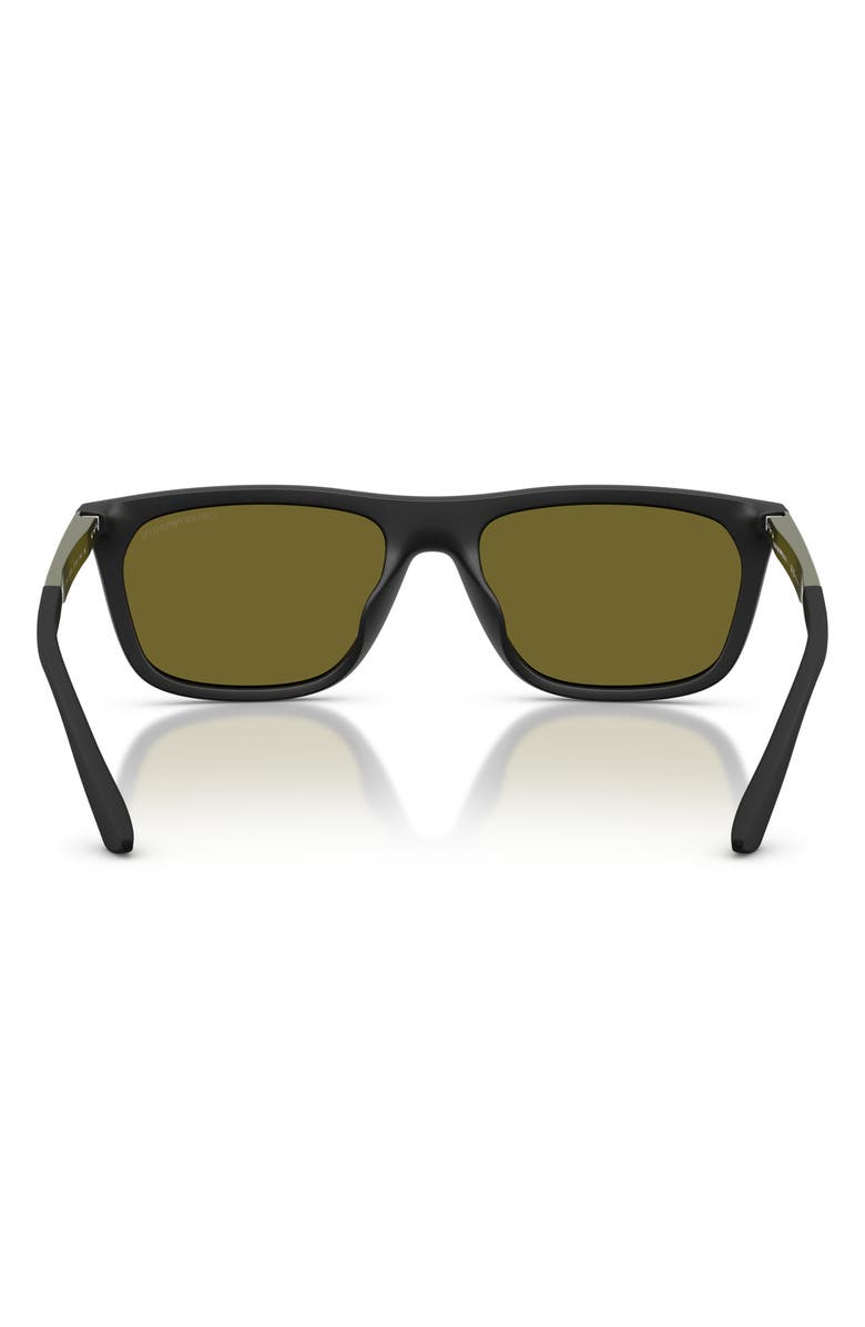 Emporio Armani 57mm Pillow Sunglasses, Alternate, color, Matte Black / Dark Green