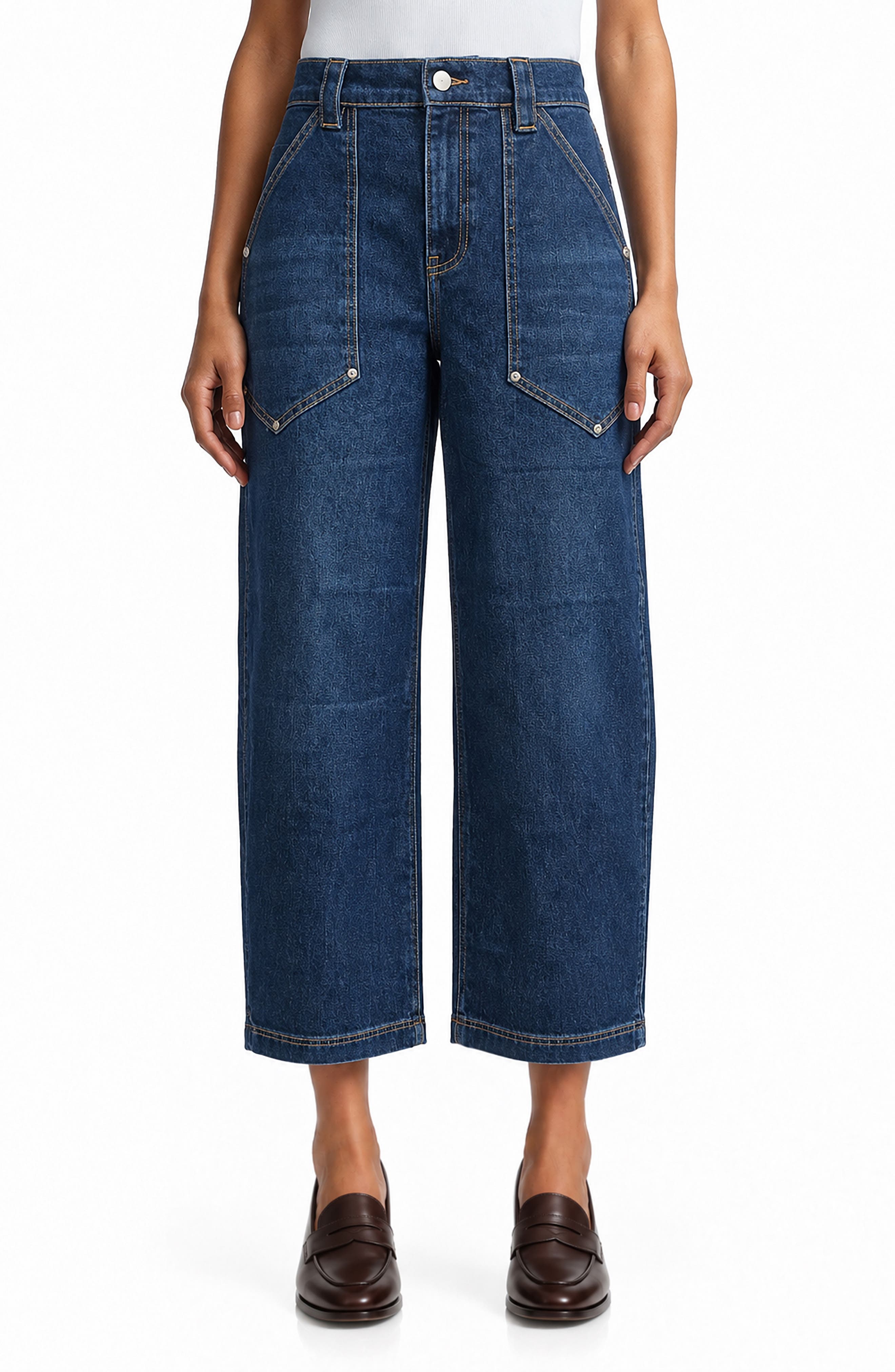 Work High Waist Barrel Jeans