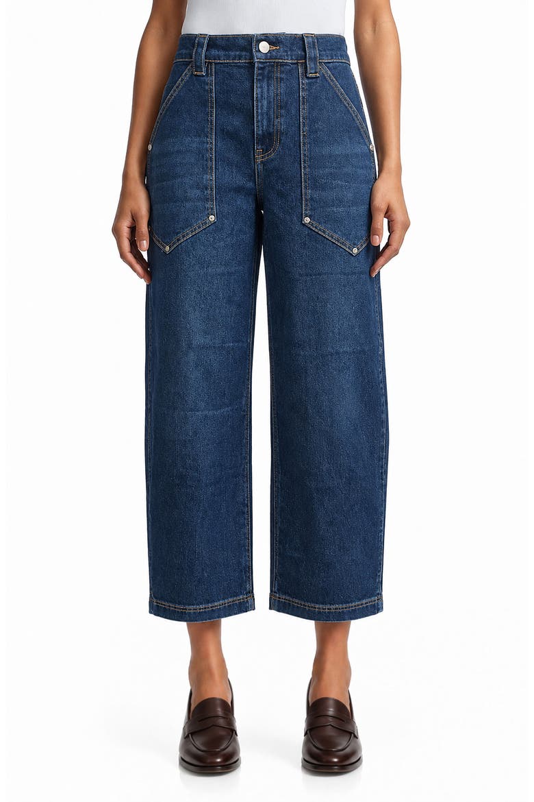 Work High Waist Barrel Jeans, Main, color, NEWPORT WASH