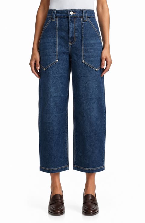 Work High Waist Barrel Jeans