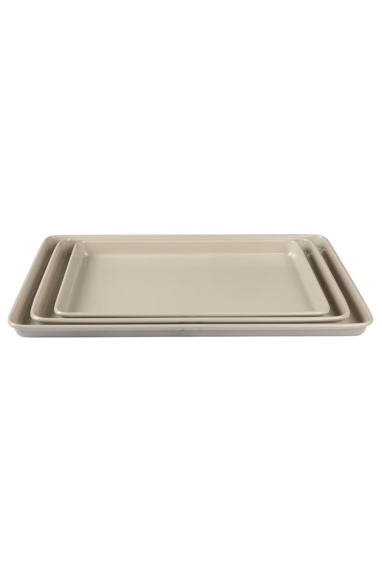 Gallen 3-Piece Ceramic Carbon Steel Nonstick Cookie Sheet Set, Alternate, color, Taupe