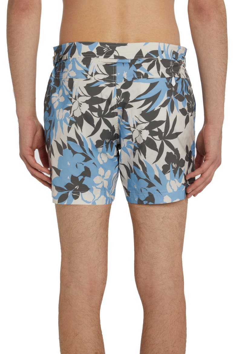 Tropical Floral Compact Poplin Swim Trunks, Alternate, color, NEW TROPICAL FLOWER BLUE