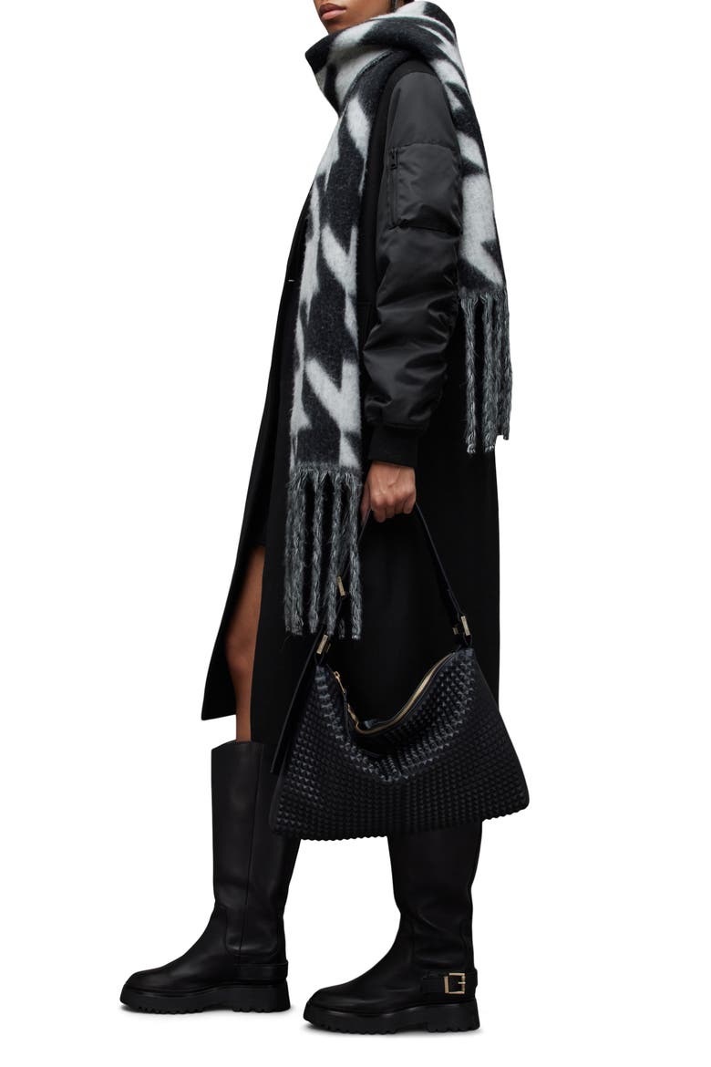 Paulah Wool Blend Longline Coat, Alternate, color, BLACK